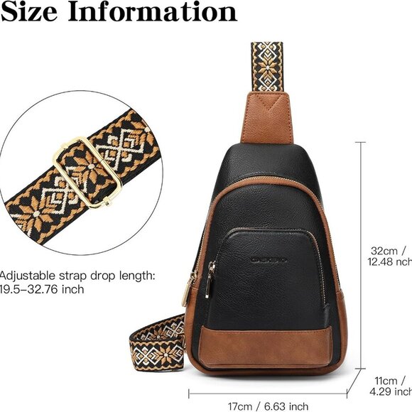 Chic Vegan Leather Crossbody Sling Bag for Women - Multi-Pocket Design - Picture 3 of 9